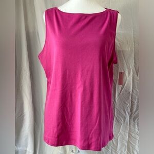 Talbots Pima pink cotton high neck tank top. XLP Brand new